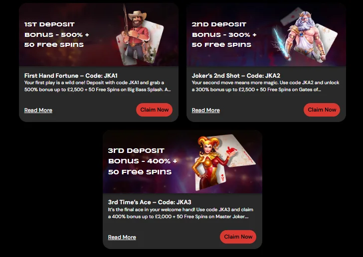 Jokers Ace casino bonuses